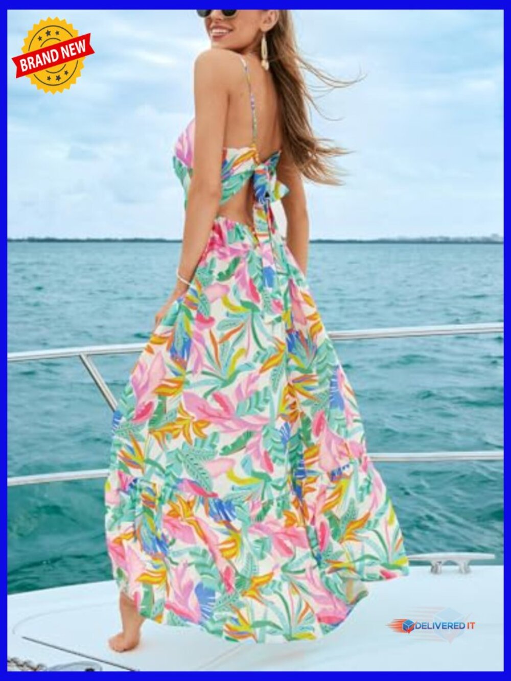Maxi Dress V-Neck Sleeveless Rayon Casual Summer Long Dress - Picture 5 of 6